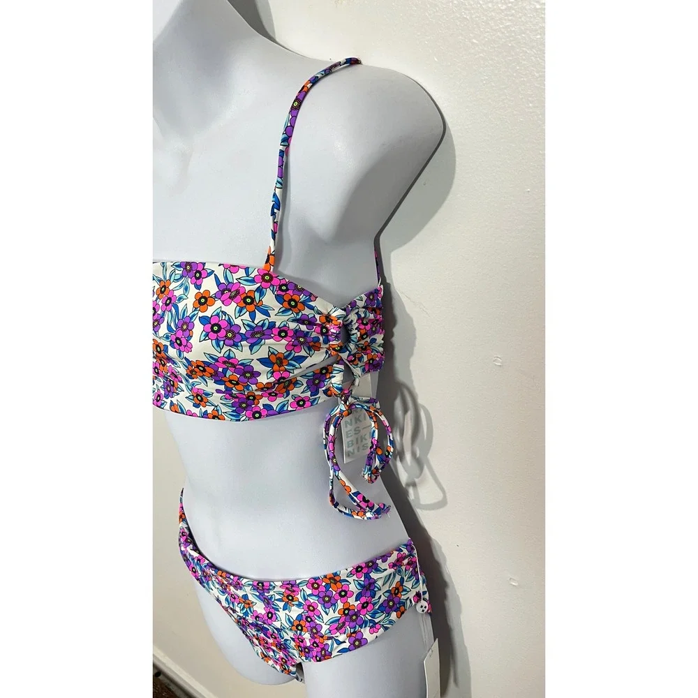 New Frankie's Bikinis Nick Bikini bottoms flower farm and London Bikini Top L/XL